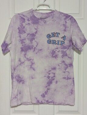 Linda Finegold "Get A Grip" Purple Tie-Dye Skeleton Graphic Tee Med
